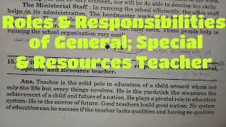 Roles amp Responsibility of General Special amp Resources Teacher CREATING an INCLUSIVE SCHOOL BED [upl. by Revolc]