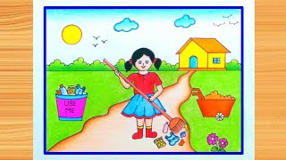 Swachh Bharat Abhiyan Poster Drawing Clean India Green India Poster Drawing Easy  स्वच्छ भारत [upl. by Ainek]