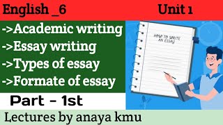 Academic writingESSAY WRITING essay writing in EnglishEssay Writing Format lecturesbyanayakmu [upl. by Anilos]