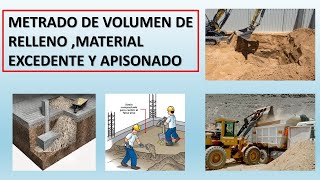 METRADO DE VOLUMEN RELLENO MATERIAL EXCEDENTE Y APISONADO [upl. by Ludwigg]