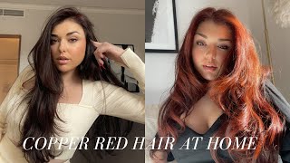 Hair Transformation From Brunette to Red At Home Red Copper Hair  Chloe Zadori [upl. by Doty]