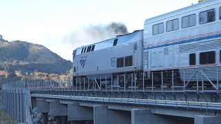 Smoky P42DC on Amtrak Surfliner Train [upl. by Atelahs]