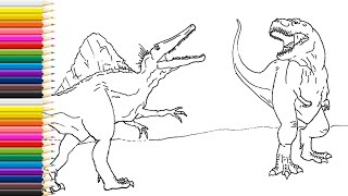 How to Draw Dinosaurs  Spinosaurus vs Giganotosaurus  Drawing for Kids [upl. by Casie]