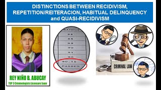 Distinctions between Recidivism Repetition Habitual delinquency Quasi recidivism [upl. by Amitaf]