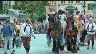 Belgian Draft Horses in de Ommegang van Mechelen [upl. by Krystalle]