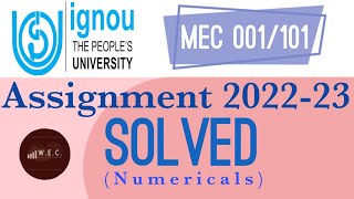 Solved MEC001101 Assignment TMA 202223 IGNOU numerical [upl. by Einhpets]