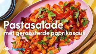 Koude pastasalade met geroosterdepaprikasaus  Recept  Allerhande [upl. by Ainud]