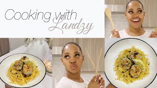 CookingWithLandzy  🍋 Creamy Lemon Pasta amp Chicken Meatballs [upl. by Ahsilat]