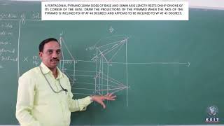 Projection of SolidsPENTAGONAL PYRAMIDS Engineering Graphics VTU [upl. by Lough]