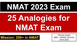 NMAT 2023 Exam 25 Analogy Questions for NMAT  Most Repeated  Mission NMIMS Mumbai [upl. by Korwun18]