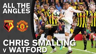 Chris Smalling LeftFoot Volley  All The Angles  Man Utd 21 Watford  Premier League 201819 [upl. by Meghann]