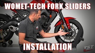 How to install WometTech Fork Sliders on a 2017 Yamaha FZ09 by TST Industries [upl. by Trautman]