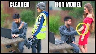 CLEANER vs HOT GIRL Picking Up Guys SOCIAL EXPERIMENT PT3 [upl. by Mharba279]