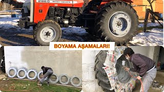 MASSEY FERGUSON TRAKTÖRÜMÜZÜN JANTLARINI BOYADIK JANTLARIMIZ ÇOK GÜZEL OLDU [upl. by Lanta795]