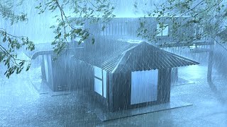 Sleep Well with Super Large Rain Real Thunder Sounds Strong wind Gusts on Tin Roof at Stormy Night [upl. by Youngran740]