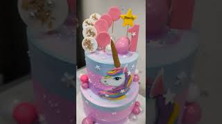 Unicorn Theme Cake 2 STEP Colour Cake Design tranding cake funcakes smallcakes [upl. by Ardnosak794]