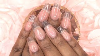 Acrylic Nails Tutorial  Clear Acrylic Nails using Nail Tips  How to  For Beginners [upl. by Seldun]