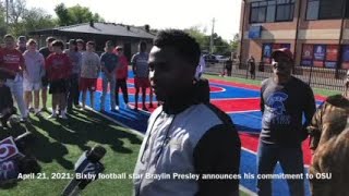 Bixby football star Braylin Presley commits to OSU [upl. by Steinway]