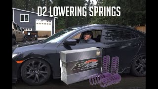 D2 Lowering Springs Installation Civic Hatchback Sport 18 [upl. by Ilojna]