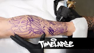 TATTOO TIMELAPSE  CUSTOM LETTERING  JJ INK [upl. by Dusza]