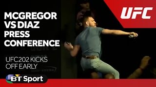 McGregor vs Diaz UFC 202 Press Conference goes off [upl. by Ahseinod348]