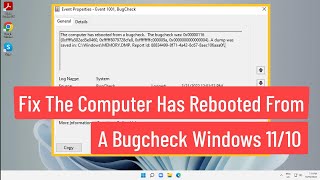 Fix The Computer Has Rebooted From A Bugcheck Windows 1110 [upl. by Nollaf]