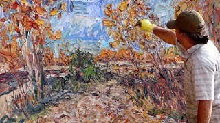 Plein Air Painting HUGE Montana Autumn 48x84  Turner Vinson [upl. by Ferdy]