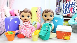 BABY ALIVE GÊMEOS LAURINHA E FELIPINHO ARRUMANDO AS MALAS PRA VIAJAR PRA PRAIA [upl. by Clarey]