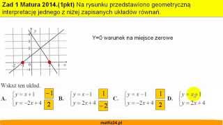 Matura z matematyki 2014 odpowiedzi  zad 1  Układy równań  Matfiz24pl [upl. by Nnaeilsel]