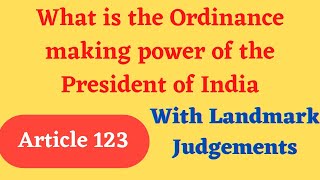 What is Ordinance making power of the President of IndiaArticle 123 of Indian Constitution in Hindi [upl. by Ilka]