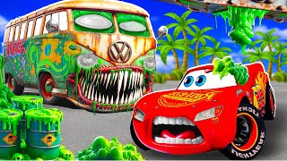 Big amp SmallMcQueen and Mater vs Fillmore ZOMBIE amp boat ZOMBIE SLIME Trailer cars in BeamNGdrive [upl. by Clive]