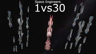 Dreadnought against 30 shipsSpace engineers battle [upl. by Annairam]