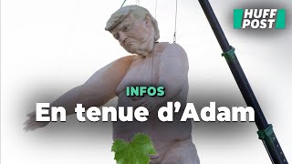 Une statue de Donald Trump nu accrochée à une grue met en colère les républicains du Nevada [upl. by Ahsart859]