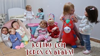 ROTINA COM TODOS OS MEUS 14 BEBÊS REBORNS [upl. by Crowley]