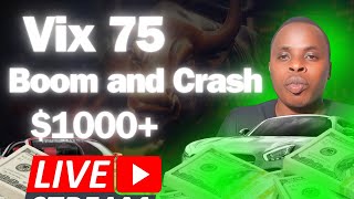 Vix 75 Boom and Crash Live Signals and Ideas Live Trading and Forecast [upl. by Nylodnarb]