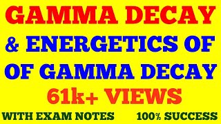 GAMMA DECAY  ENERGETICS OF GAMMA DECAY  GAMMA DECAY AND ENERGETICS OF GAMMA DECAY  EXAM NOTES [upl. by Ariay]