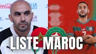 🇲🇦 LISTE du MAROC pour les Qualif de la Coupe Du Monde 2026  Saiss de retour Harit absent [upl. by Conney795]