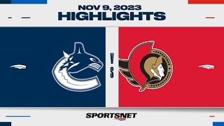 NHL Highlights  Canucks vs Senators  November 9 2023 [upl. by Beaufert]