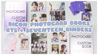 ✨ unboxing dicon photocard 101 custom books  bts  seventeen  a5 mini binders  so many photocards [upl. by Idisahc66]