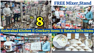 Kitchen amp Crockery Items  Hyderabad Shopping Return Gifts Market steel lot items stainlesssteel [upl. by Boycey]