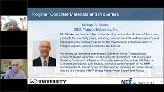 NEx Webinar 006 Polymer Concrete Materials and Properties [upl. by Yelad]