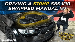 Driving a 570HP S85 V10 swapped E92 M3 with an 8700RPM rev limit The German Dodge Viper [upl. by Llenoil]