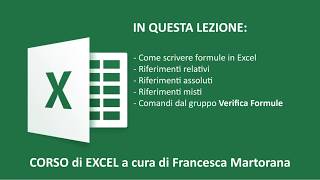 EXCEL tutorial 6 Formule e Riferimenti relativi  assoluti  misti [upl. by Lazar]