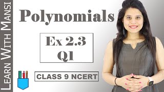 Class 9 Maths  Chapter 2  Exercise 23 Q1  Polynomials  NCERT [upl. by Llerrac563]