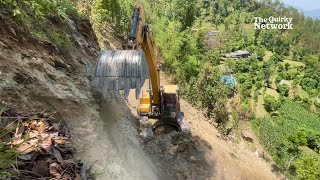 Constructing a Motor Road on a Challenging Hill with Hyundai Excavator [upl. by Aurilia]