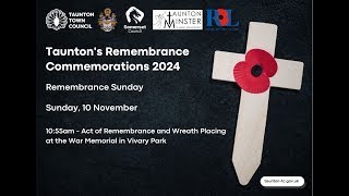 Taunton Town Council Remembrance Sunday Live Stream from Vivary Park [upl. by Aihselat121]