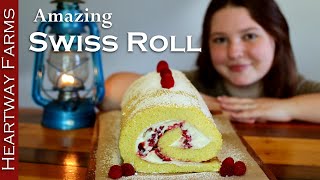 Raspberry Cream Swiss Roll Recipe  A Sweet And Delicious Dessert From Heartway Farms [upl. by Eerahs]