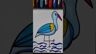 crane drawing crane drawing for kids drawing viral shorts [upl. by Hippel263]