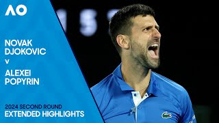 Novak Djokovic v Alexei Popyrin Extended Highlights  Australian Open 2024 Second Round [upl. by Adla]