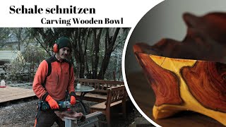 Holzschale aus Kirschholz schnitzen  Carving Wooden Bowl [upl. by Votaw265]